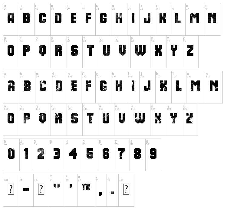 8th Cargo font map